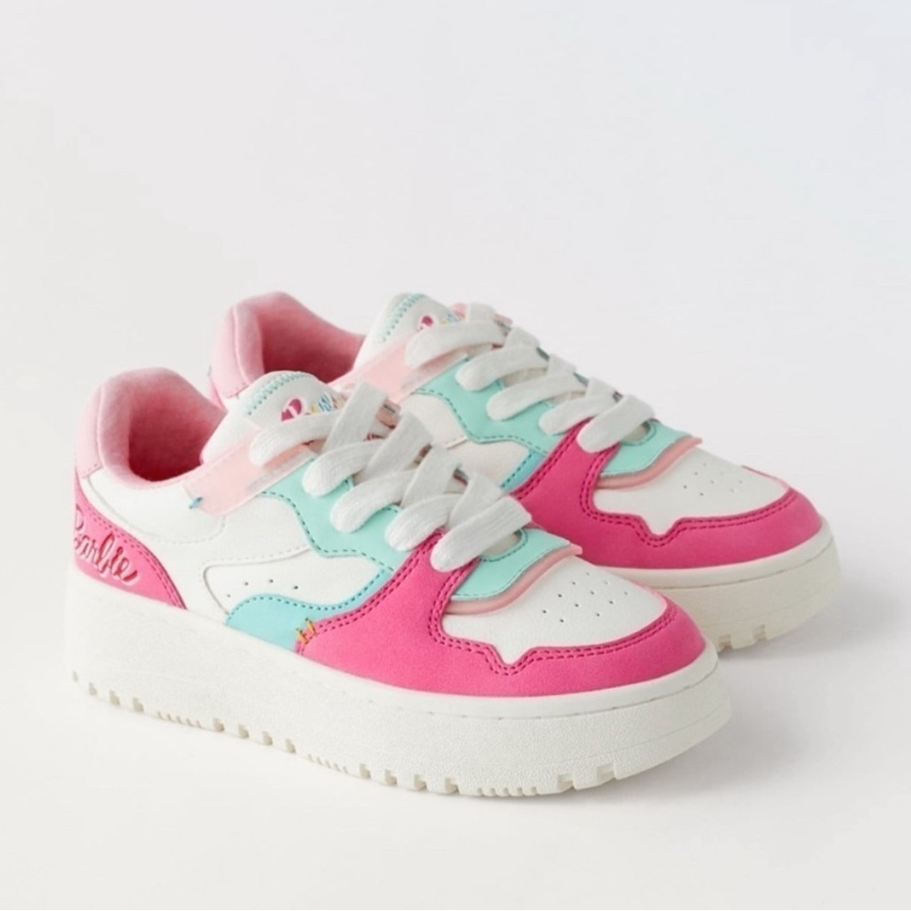 ZARA Barbie Pink and White Retro Sneakers